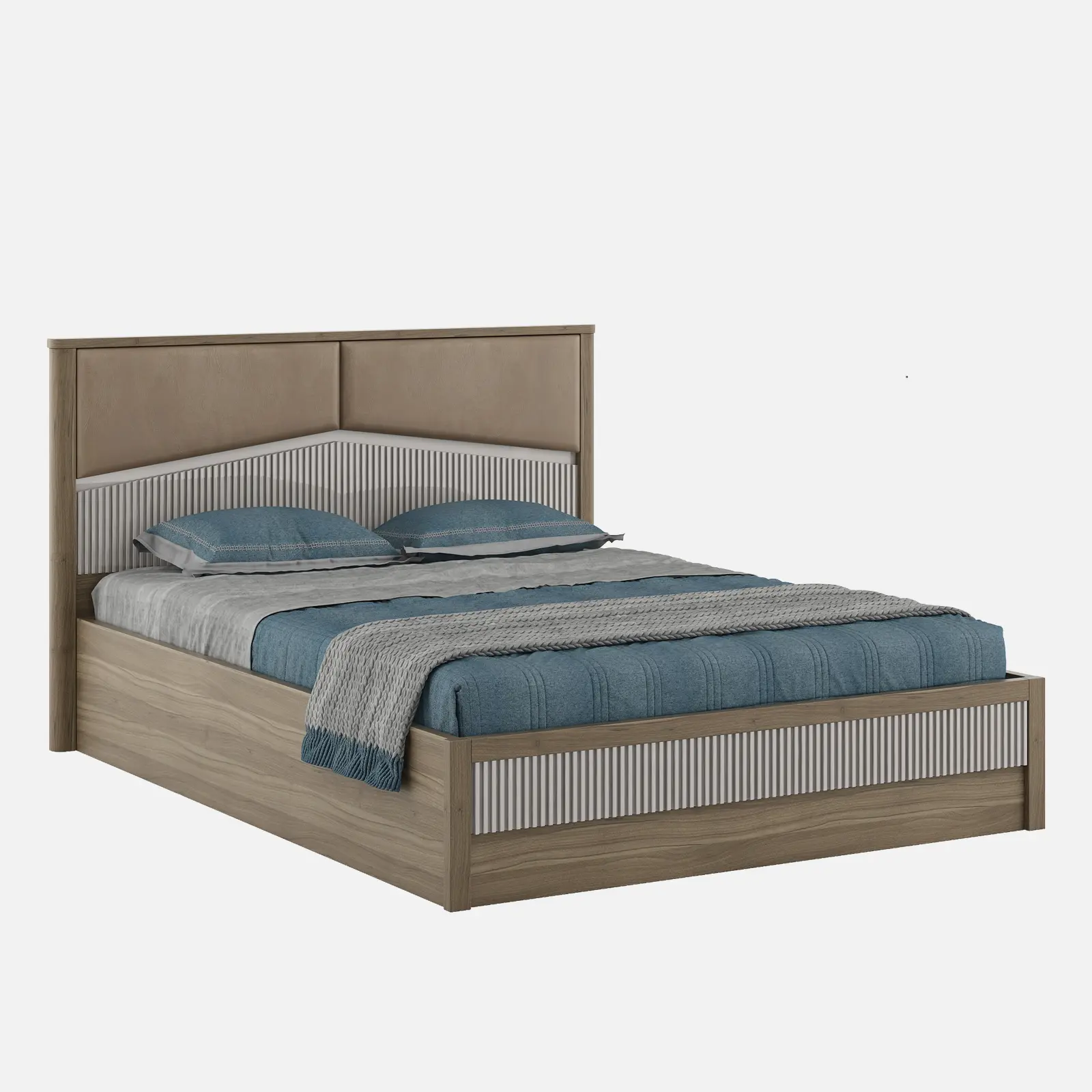 Nora King Bed Full Lift On With Top Plank - Lyon Walnut